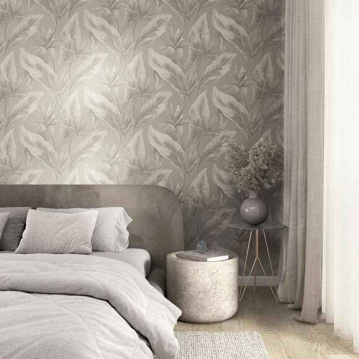 Vliestapete Blumen, Blätter Floral Natur in Beige - WA497538