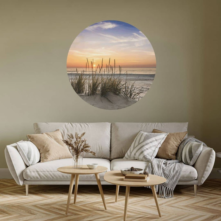 Wandtattoo Düne am Strand bei Sonnenuntergang - Rund - WA413107