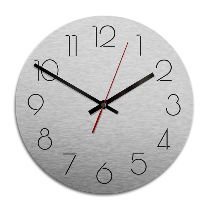 Wanduhr Alu-Dibond-Silbereffekt - Modern nur mit Zahlen - Ø 28cm - WA243349