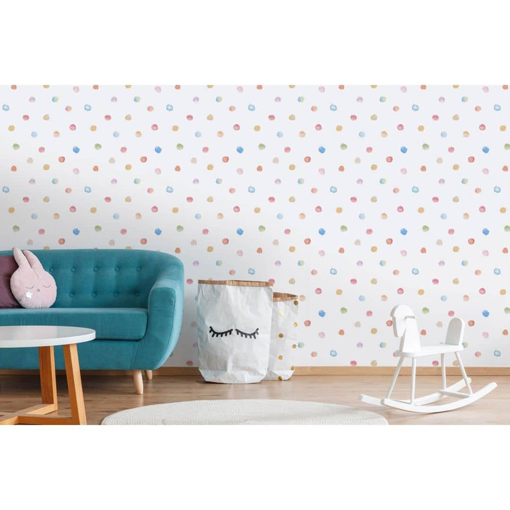 A.S. Création Kinderzimmertapete Little Love Vliestapete gepunktet bunt, weiss, blau, gelb, rot - WA324952