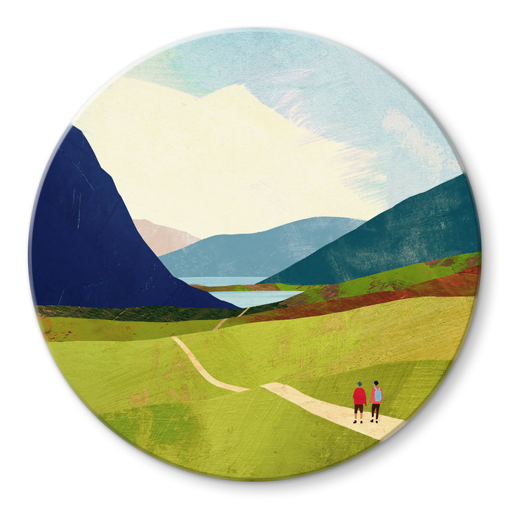 Glasbild Sommerwanderung am Bergsee - Rivers - Rund - WA513680