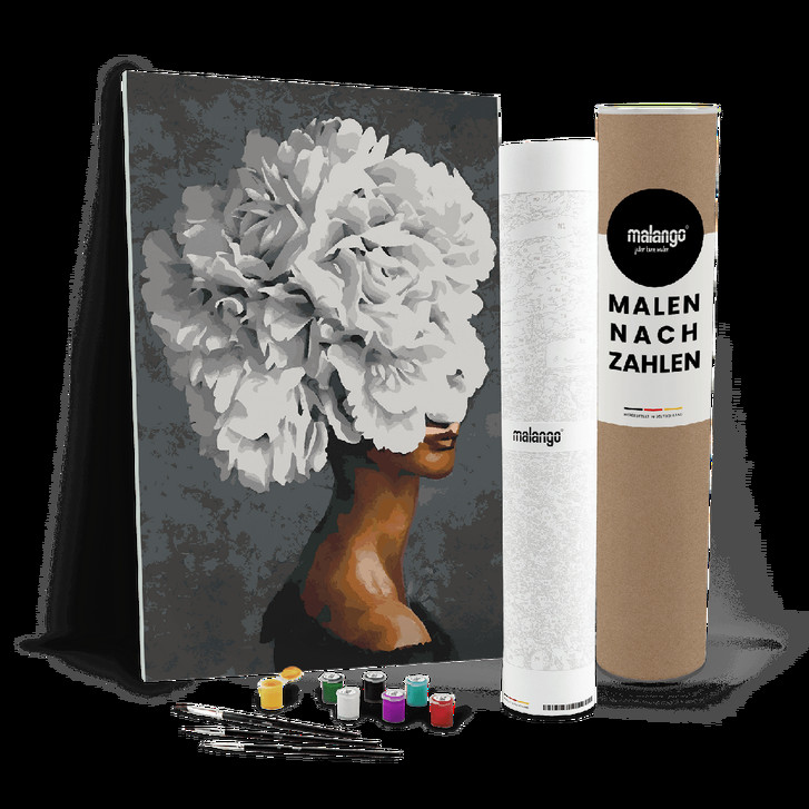 Malen nach Zahlen Leinwandbild - Frau mit Blumenhaar - WA447098