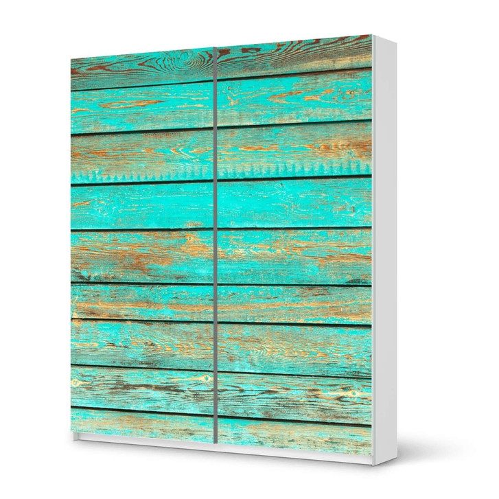 Möbelfolie IKEA Pax Schrank 236cm Höhe - Schiebetür - Wooden Aqua - CR117033