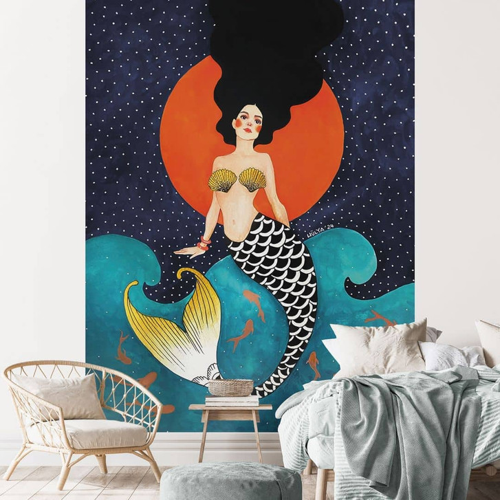 Ozean Fototapete Meerjungfrau im roten Mondlicht - Hülya - WA487022