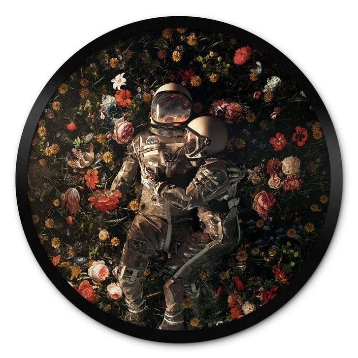 Poster Astronauten auf einer Blumenwiese - Nicebleed - Rund - WA409493