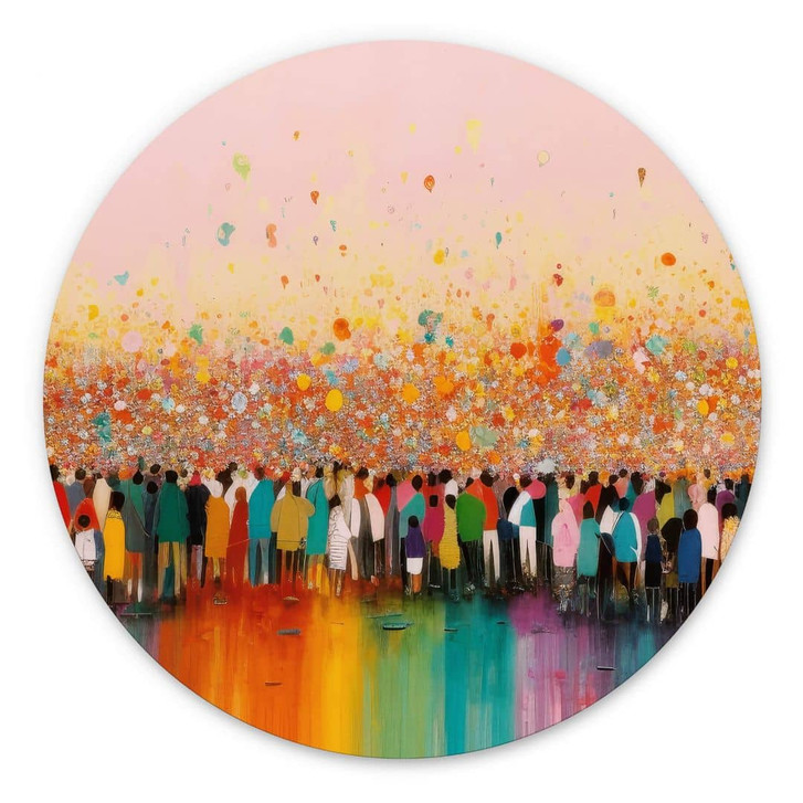 Rundes Wandbild Treechild - Lebensfreude bunter Menschen - Alu-Dibond - WA394705