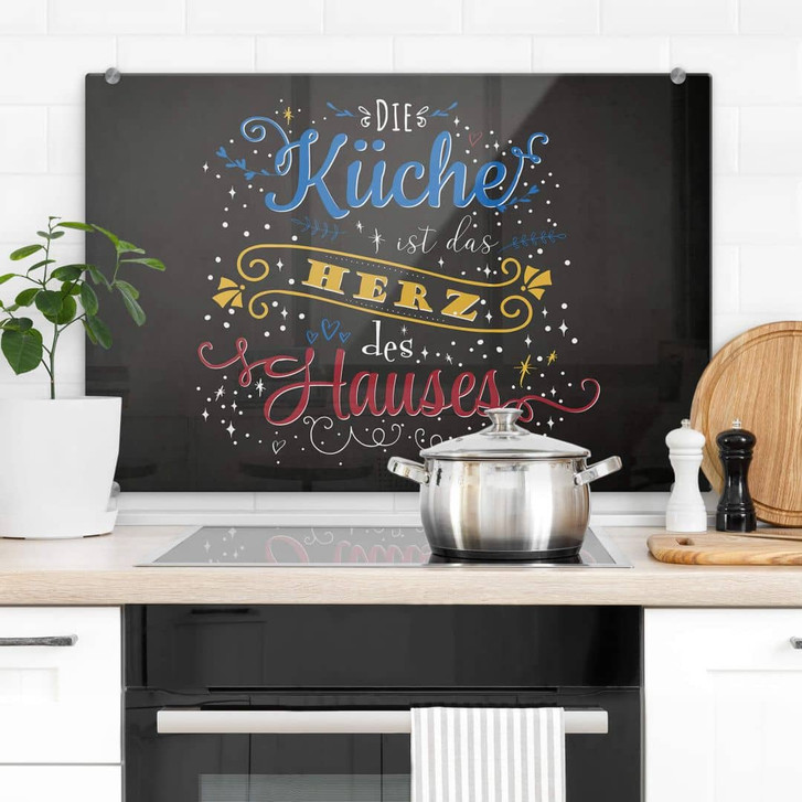 Spritzschutz Die Küche ist das Herz des Hauses - dunkel - WA350447