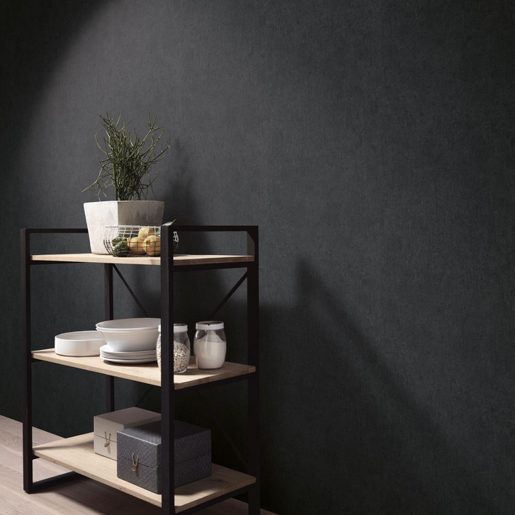 Vliestapete Betonpotik Unifarben in schwarz - WA397870