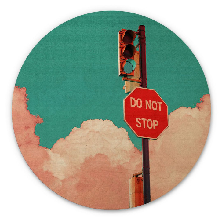 Holzbild Do Not Stop - Schild vor türkisblauem Himmel - Cosmo - WA400415