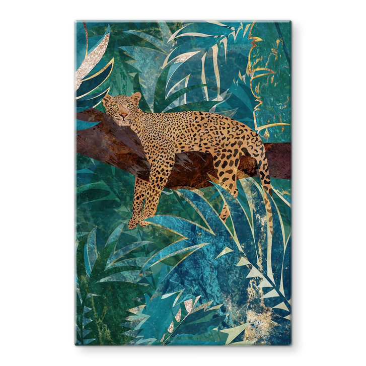 Glasbild Leopard im smaragdgrünen Dschungel - Manovski - WA459404