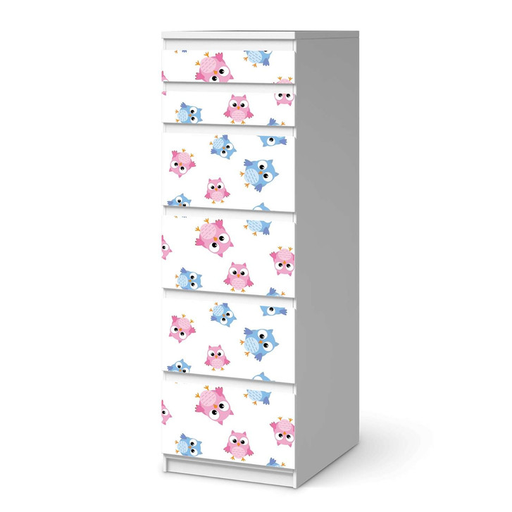 Klebefolie IKEA Malm Kommode 6 Schubladen (schmal) - Eulenparty - CR111623