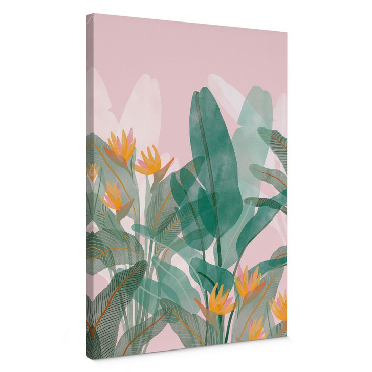 Leinwandbild Botanische Illustration in Grün und Rosa - Goed Blauw - WA482550