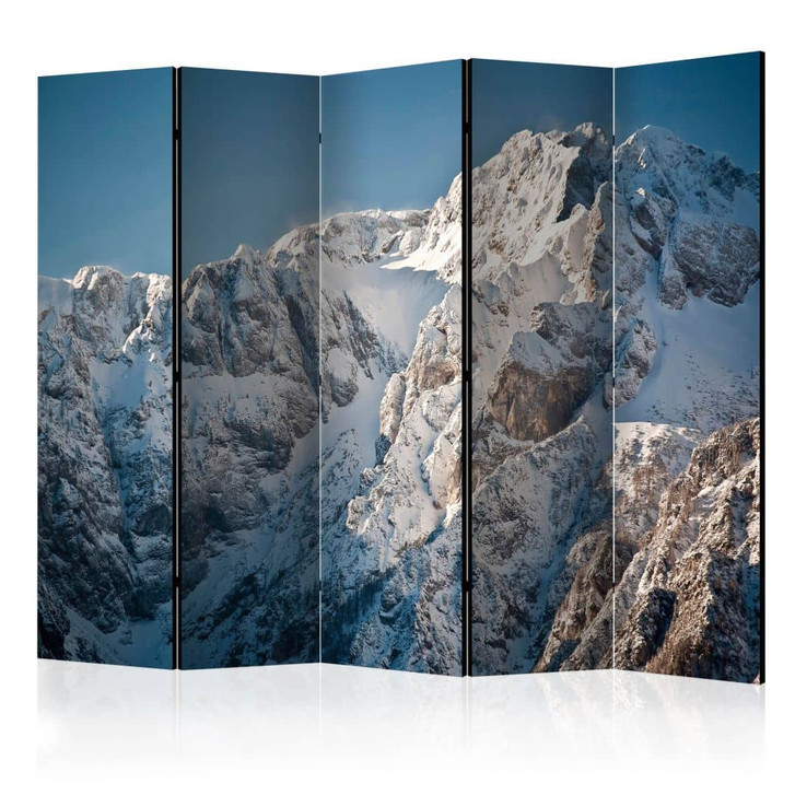 Paravent, Raumteiler freistehend, Trennwand - Winter in den Alpen, 5-teilig - 225 x 172 cm - WA456014