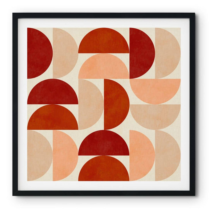 Poster Abstrakte Halbkreise in warmen Naturtönen - Bre - Quadratisch - WA456314