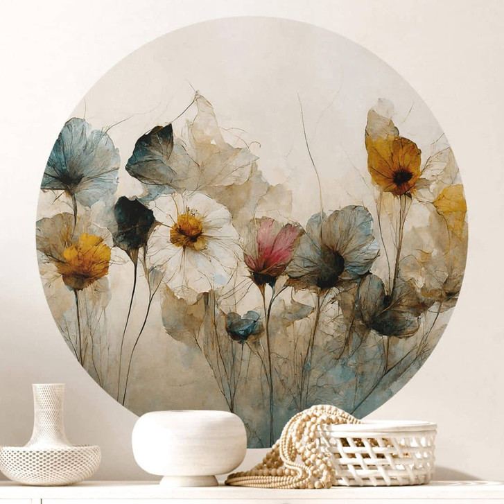 Wandtattoo Bouquet aus Trockenblumen - Rund - Treechild - WA413010