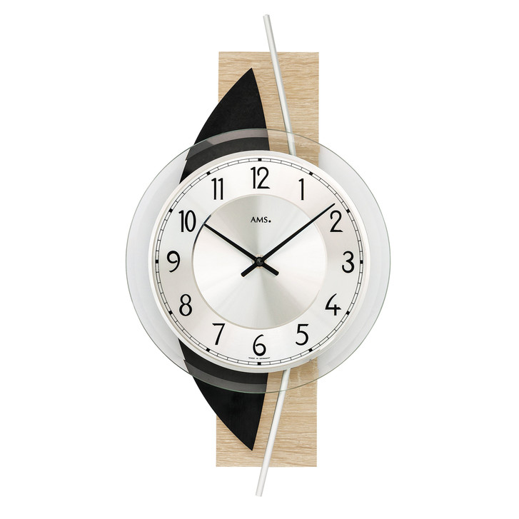 Wanduhr Holzgehäuse Sonoma/Schiefer-Applikation - UG100656