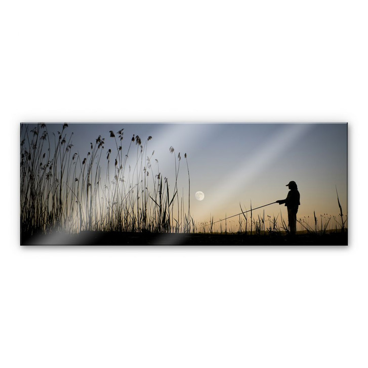 Acrylglasbild Angler im Mondschein - Panorama - WA106983