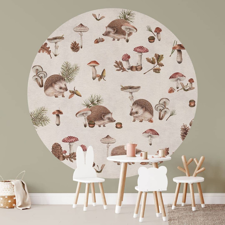 Fototapete Süsse Igel im Herbstwald - Kikki Belle - Rund - Selbstklebend/Vlies - WA471052