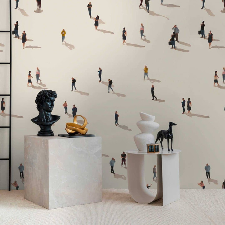 Fototapete Urban Menschen Beige Bunt - Vliestapete modern für Wohnzimmer & Büro - WA418375
