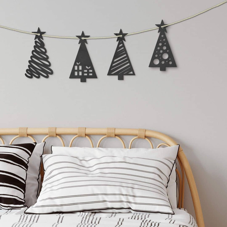 Holzdeko Weihnachten - Tannenbaum mit Muster 4er Set - MDF - je 6x10cm - WA346649