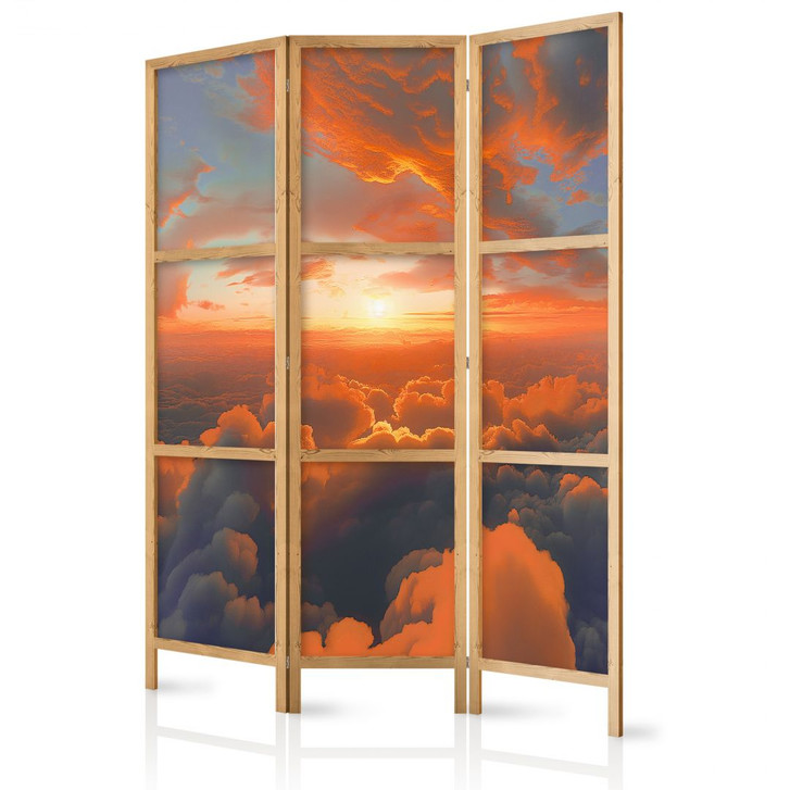 Japanischer Paravent, Raumteiler freistehend, Trennwand - When Dawn Tickles the Clouds - WA454988