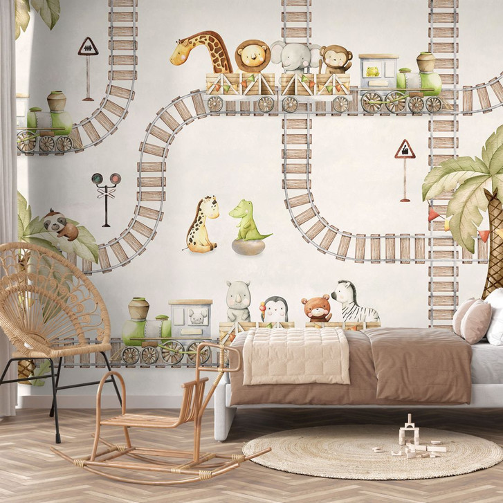 Kinderzimmer Fototapete Lokomotive - Fahrt mit Zootieren - Oliver Robins - WA399019