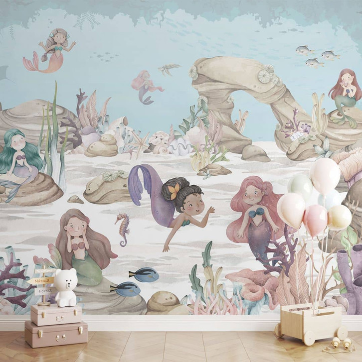 Kinderzimmer Fototapete Magisches Unterwasserreich der Meerjungfrauen - Oliver Robins - WA431994
