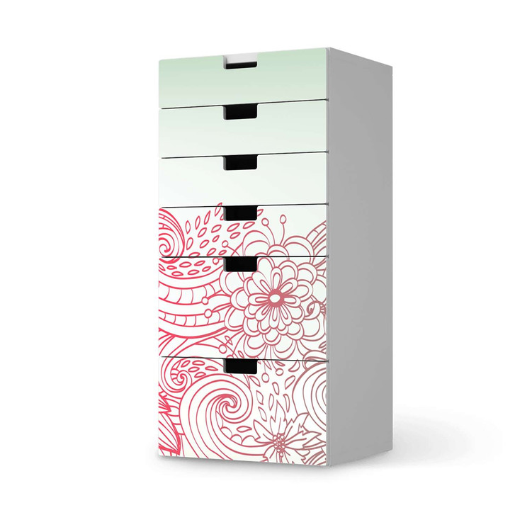 Klebefolie IKEA Stuva / Malad Kommode - 6 Schubladen - Floral Doodle - CR110441