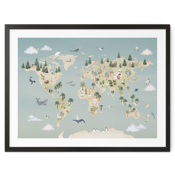Poster Weltkarte - Welt der Tiere - Oliver Robins - WA514075
