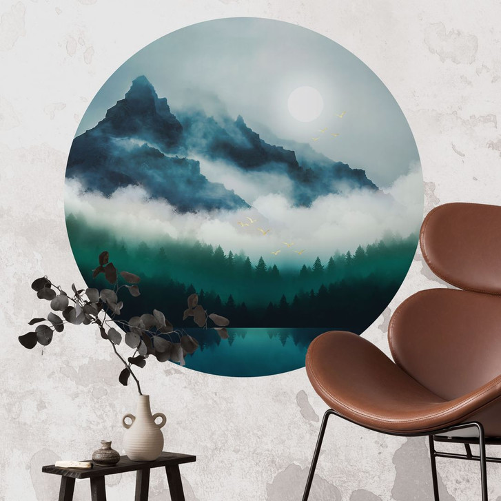 Wandtattoo Neblige Landschaft in der Nacht - SpaceFrog Designs - Rund - WA430013
