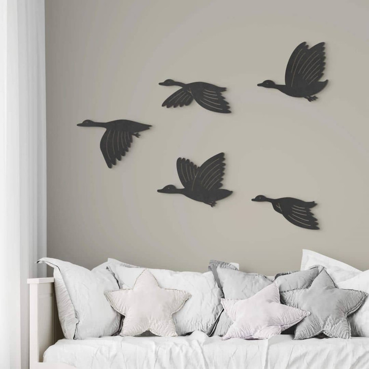 MDF Wanddeko Fliegende Gänse (5-teilig) - WA405851
