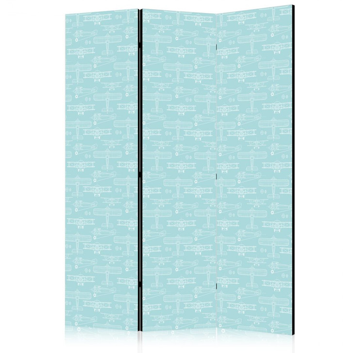 Paravent, Raumteiler freistehend, Trennwand - Sketch: Airplane Outline on Turquoise - WA442491