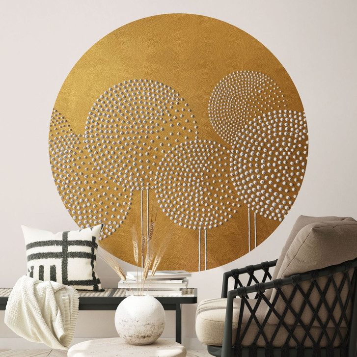 Wandtattoo Blumen aus weissen Perlen - Grande - Rund - WA412686