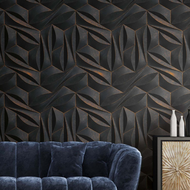 Fototapete 3d Effekt Tapete Vlies Schwarz Kupfer Design Vliestapete Modern - WA351270