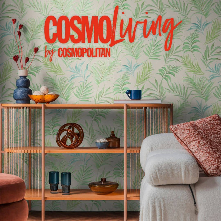 COSMOPOLITAN Blätter Tapete Grün Türkis tropische Vliestapete Wohnzimmer Pastell - WA480310