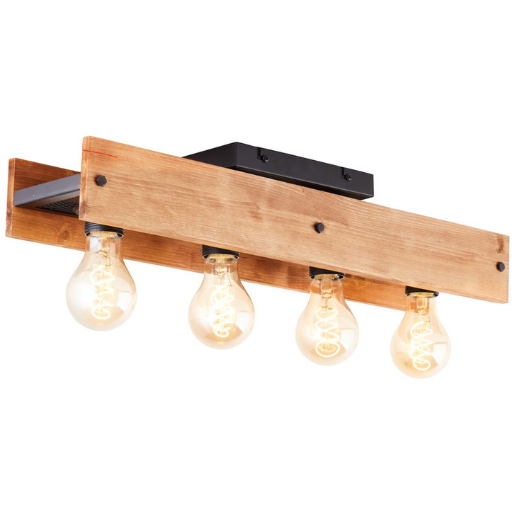 Deckenleuchte Daniel, braun, 60 x 11.7 cm, Holz Innenleuchte - WA438561