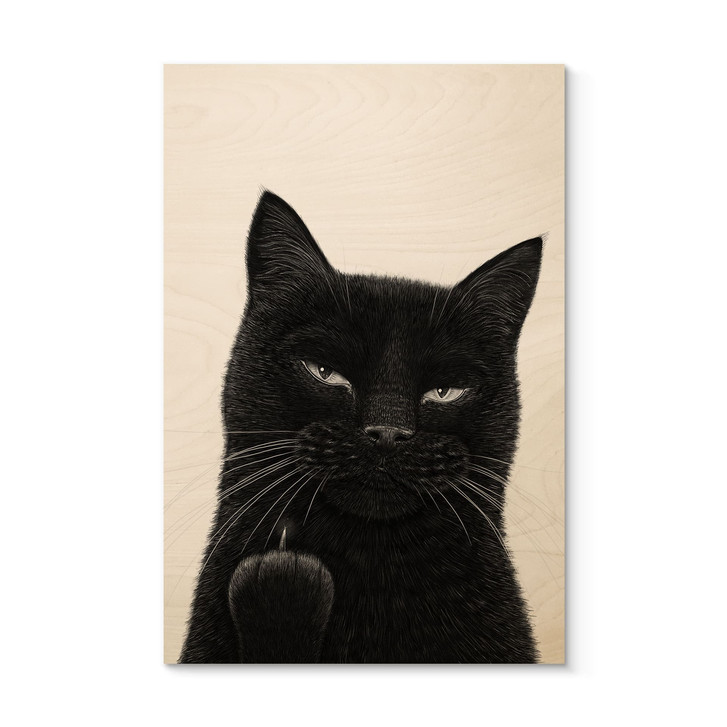 Holzbild Freche schwarze Katze - Korenkova - WA513805