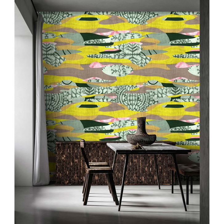 Livingwalls Fototapete Walls by Patel 3 Zimbabwe 1 gelb, grün, braun, rosa - WA328085