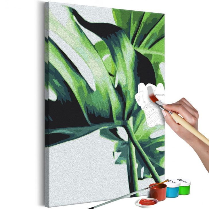 Malen nach Zahlen Leinwandbild - Adansonmonstera - 40 x 50 cm - mit Keilrahmen - bespannt - WA437957