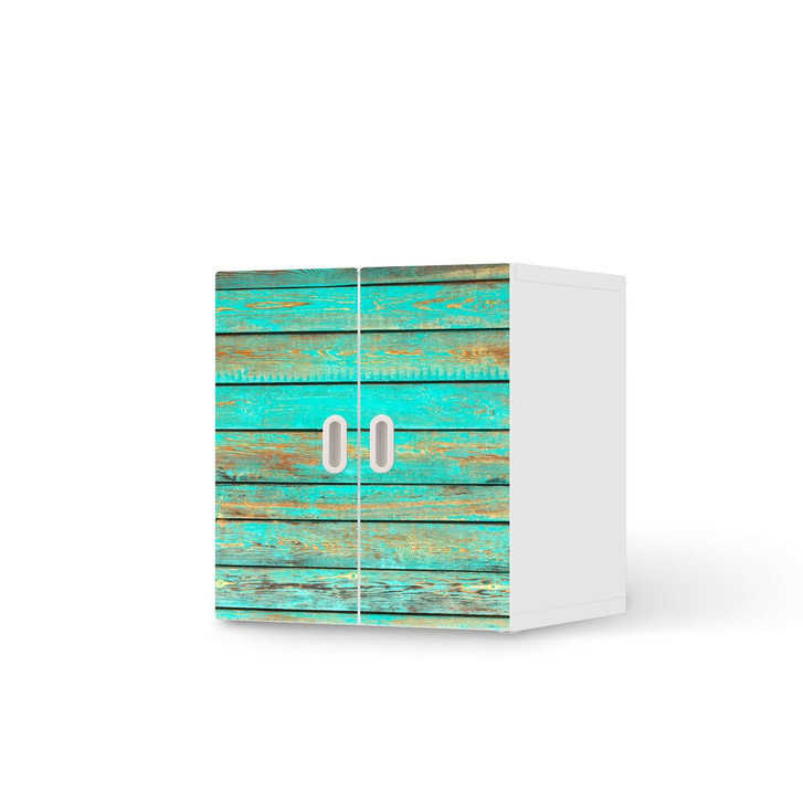 Möbelfolie IKEA Stuva / Fritids Schrank - 2 kleine Türen - Wooden Aqua - CR118930