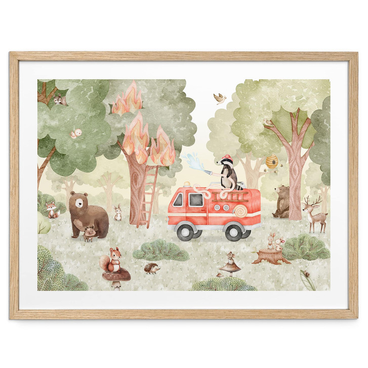 Poster Tier-Feuerwehr im Wald - Oliver Robins - WA513090
