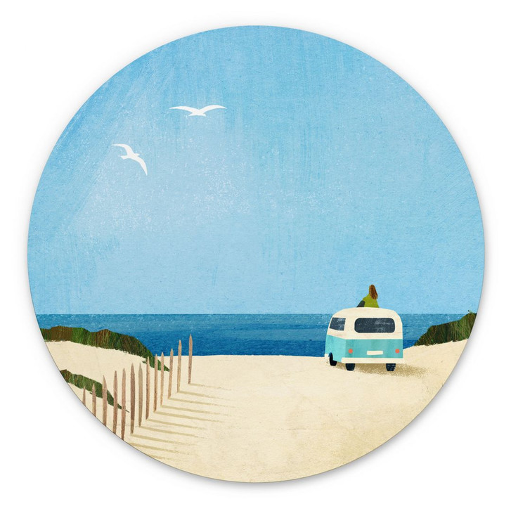 Wandbild Van Life - Urlaub am Meer - Rivers - Alu-Dibond - Rund - WA395322
