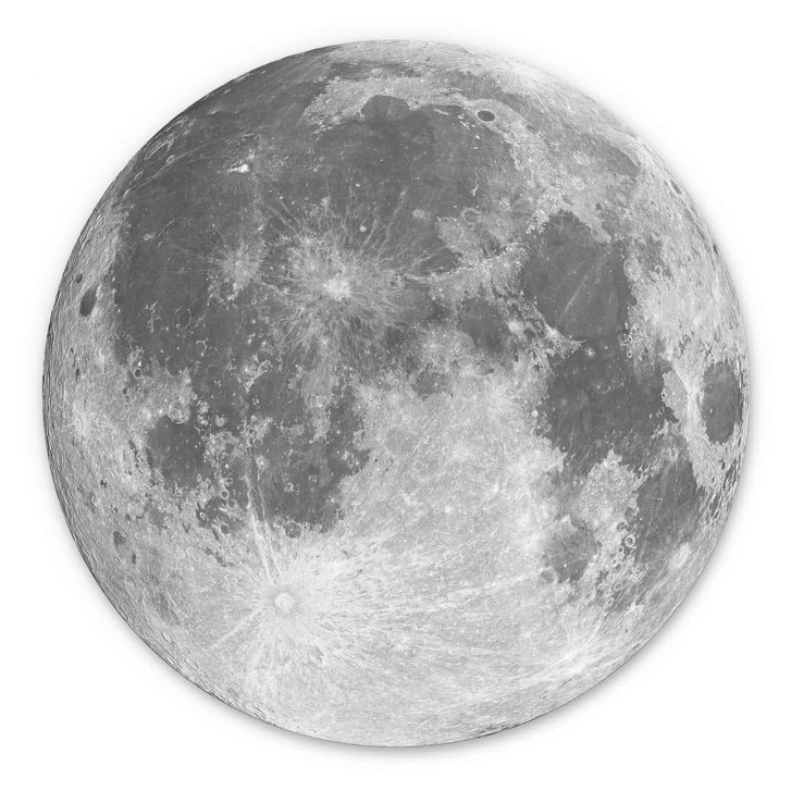 Wandbild Vollmond schwarz-weiss - Alu-Dibond Rund - WA394854