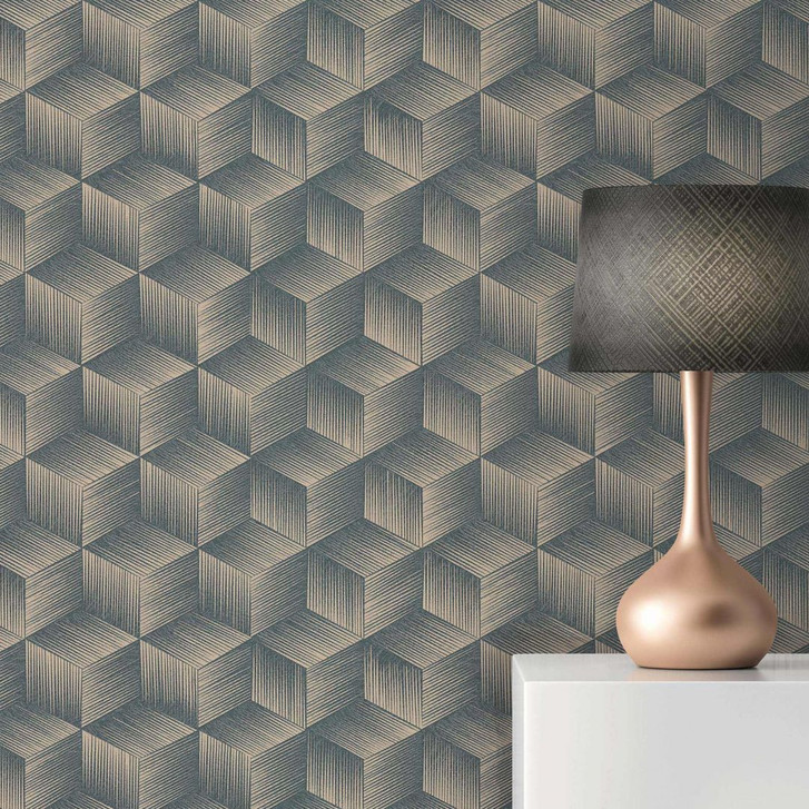 3D Tapete PVC-Frei - Vliestapete Geometrisch von A.S. Création Blau Beige 385063 - WA395544
