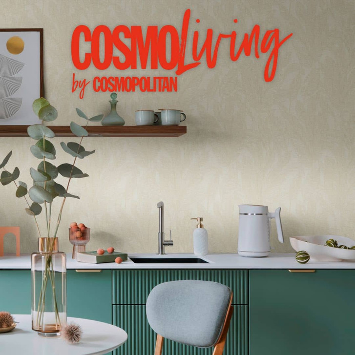 COSMOPOLITAN Tapete Wohnzimmer Blätter Creme Beige - moderne Muster-Vliestapete - WA480230