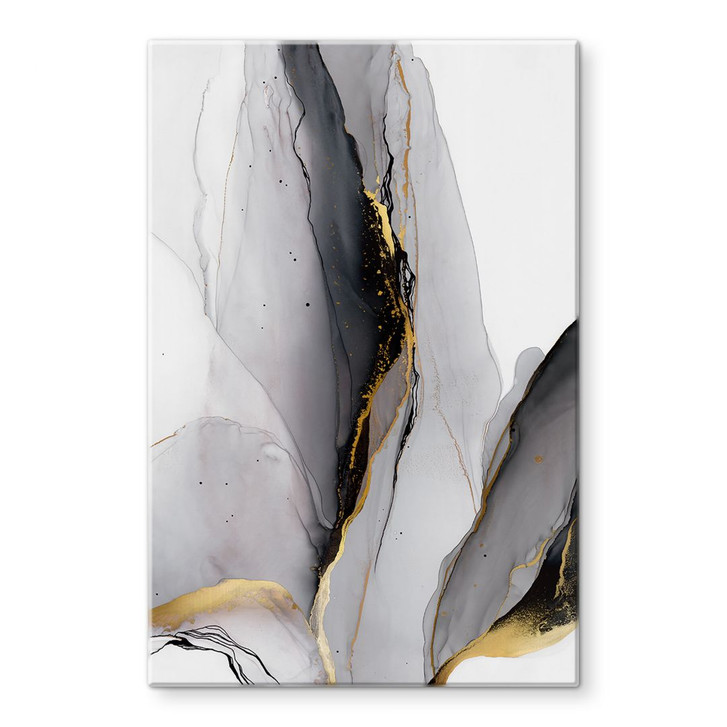 Glasbild Abstrakte Komposition in Gold und Grau - Shelest - WA459426
