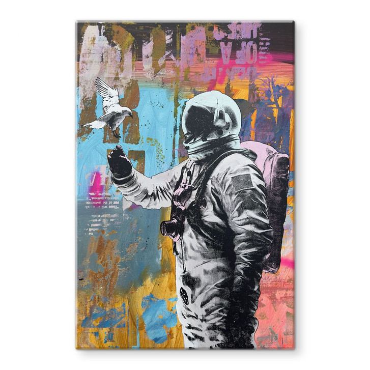 Glasbild Astronaut mit Taube - Kuryliuk - WA434314