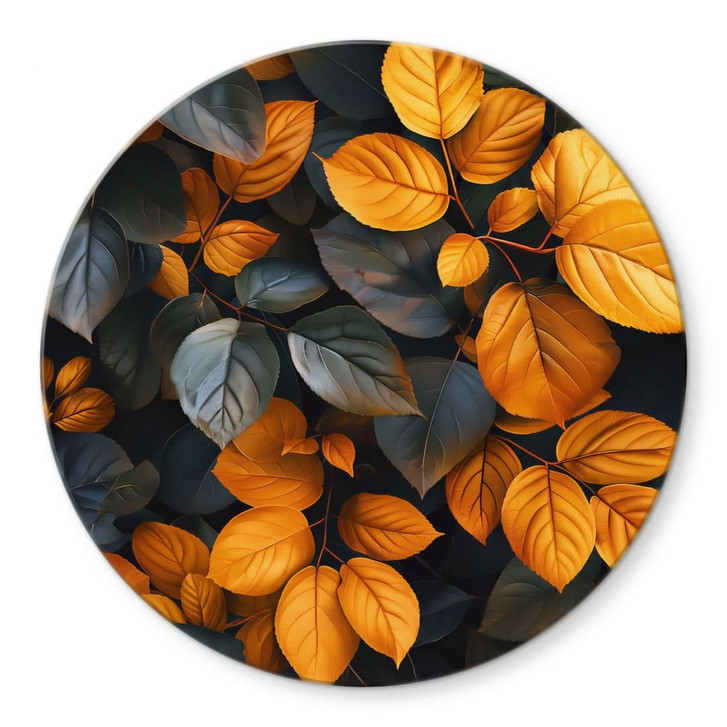 Glasbild Leuchtende Blätterpracht im Herbst - Jaszke - Rund - WA456137