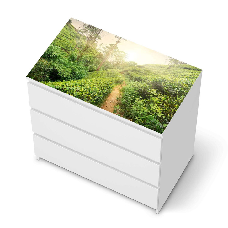 Möbelfolie IKEA Malm Kommode 3 Schubladen oben - Green Tea Fields - CR116389