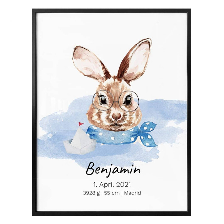 Personalisiertes Poster Häschen blau - WA336396
